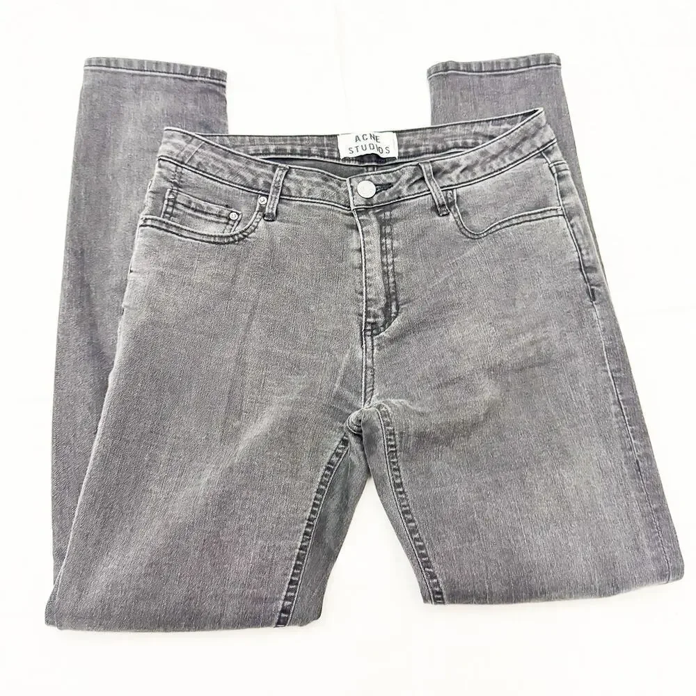 Acne Studios Skin 5 Used Black Stretch Black Charcoal Denim Jeans Size 23